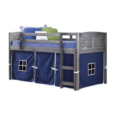 Louver Twin Low Loft Bed with Blue Tent