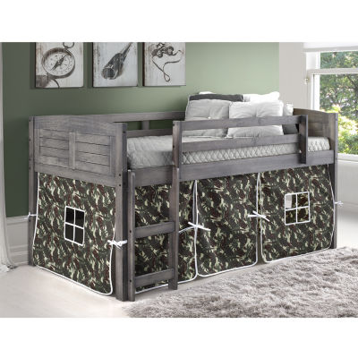 Louver Low Loft Bed With Camouflage Tent Kit