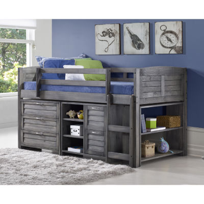 Louver Low Loft Bed With Storage