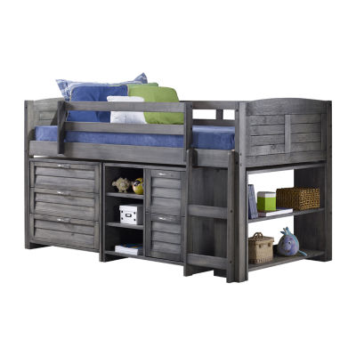Louver Low Loft Bed With Storage