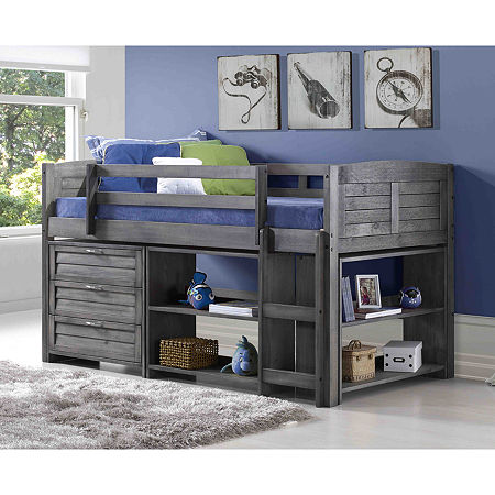 Louver Twin Modular Low Loft Bed - Group B, One Size, Gray