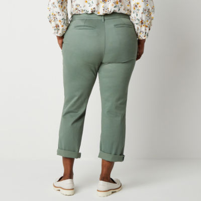 St. John's Bay Plus Women's Relaxed Fit Girl Friend Chino Pant