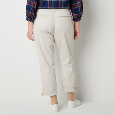 St. John's Bay Plus Women's Relaxed Fit Girl Friend Chino Pant