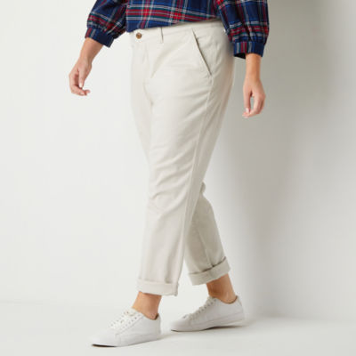 St. John's Bay Plus Women's Relaxed Fit Girl Friend Chino Pant