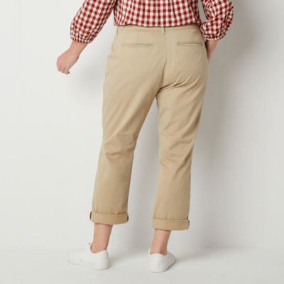 St. John's Bay Plus Women's Relaxed Fit Girl Friend Chino Pant