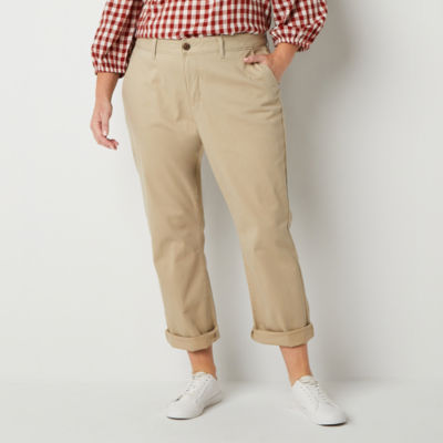 St. John's Bay Plus Women's Relaxed Fit Girl Friend Chino Pant