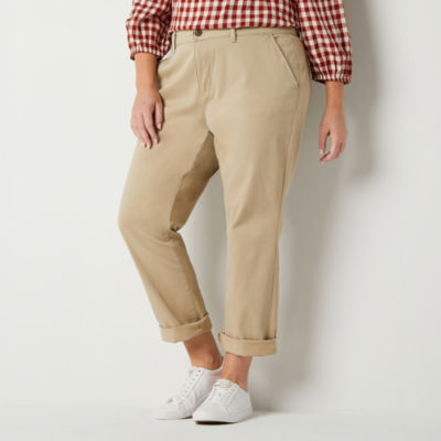 St. John's Bay Plus Women's Relaxed Fit Girl Friend Chino Pant