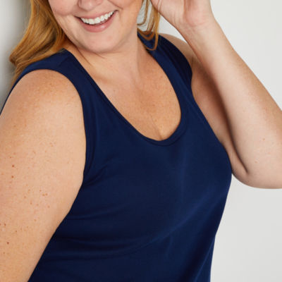 St. John's Bay Womens Plus Scoop Neck Sleeveless Tank Top