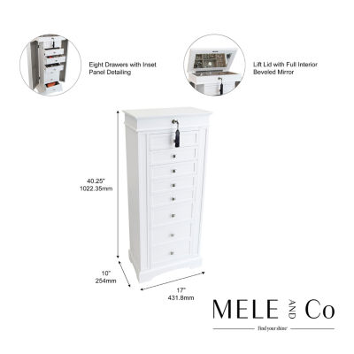 Mele And Co Olympia White Jewelry Armoires