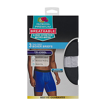 Fruit of the Loom Breathable Mens 3 Pack Boxer Briefs, Color: Black Gray -  JCPenney