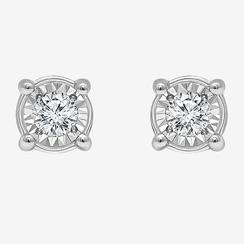 Women's Sterling Silver Stud Earrings Set of 2 Round 5MM/8MM Cubic Zirconia  2pc- A New Day™ Silver/Clear