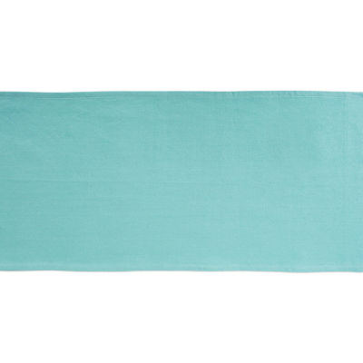 Design Imports Aqua Solid Heavyweight Fringed Table Runner