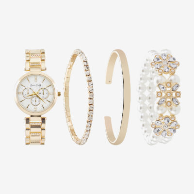 Womens Crystal Accent Gold Tone 4-pc. Watch Boxed Set A1307g-42-E27
