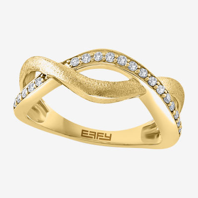 Effy Final Call Limited Quantities! Womens 2MM 1/5 CT. Natural White Diamond 14K Gold Over Silver Band