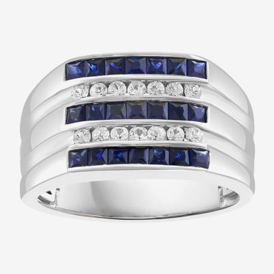 Effy Final Call Mens Genuine Blue Sapphire Sterling Silver Square