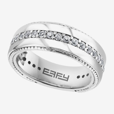 Effy Final Call Limited Quantities! Mens 1/7 CT. T.W. Genuine White Sapphire Sterling Silver Round Fashion Ring