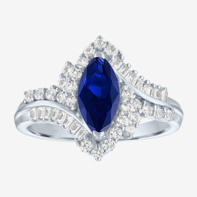 Gemstone Sterling Silver Marquise Halo Cocktail Ring