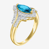 Womens Gemstone14K Gold Over Silver Halo Side Stone Cocktail Ring