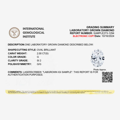 2 CT.Lab-Grown (I / SI2) Diamond Oval-cut Solitaire Engagement Ring in 14K Gold