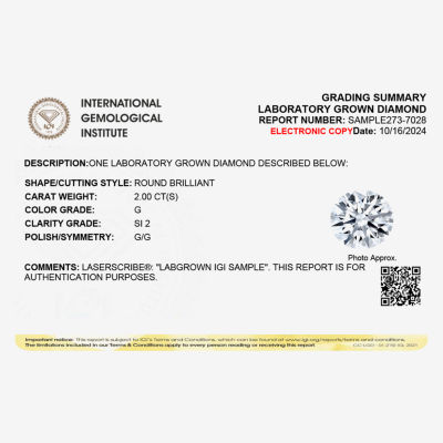 2 CT. Round Lab-Grown (G / SI2) Diamond  Solitaire Engagement Ring in 14K Gold