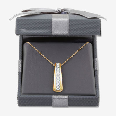 Womens 1/2 CT. T.W. Lab Grown White Diamond 14K Gold Over Silver Bar 18 Inch Pendant Necklace