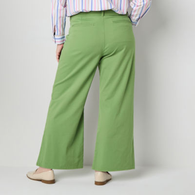 St. John's Bay Womens Plus Wide Leg High Rise Trouser