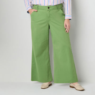 St. John's Bay Womens Plus Wide Leg High Rise Trouser