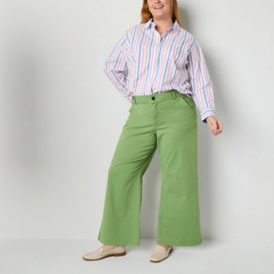 St. John's Bay Womens Plus Wide Leg High Rise Trouser