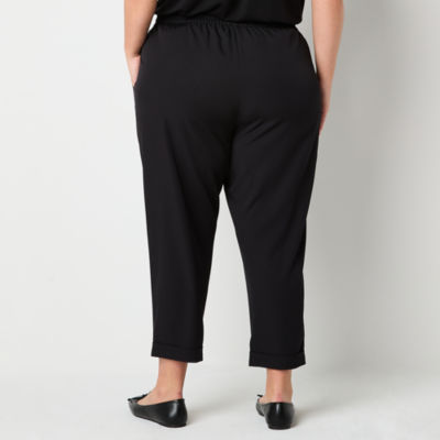 Stylus Womens Plus Tapered Mid Rise Drawstring Pant