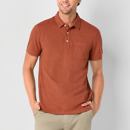 Mutual Weave Mens Regular Fit Short Sleeve Pocket Polo Shirt, X-large, Brown