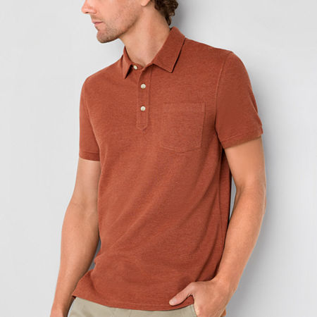 Mutual Weave Mens Regular Fit Short Sleeve Pocket Polo Shirt, X-large, Brown