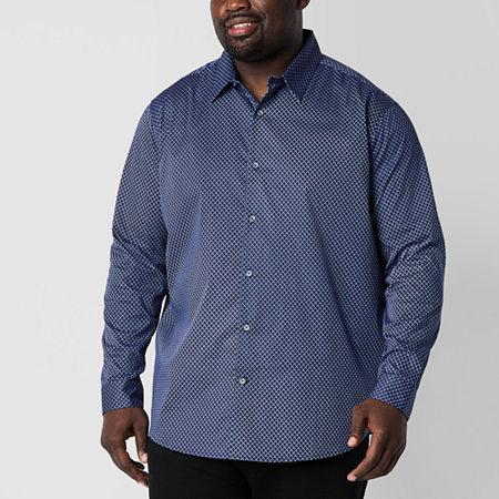 Shaquille O'Neal XLG Big and Tall Mens Classic Fit Long Sleeve Button-Down Shirt, 2x-large Tall, Blue
