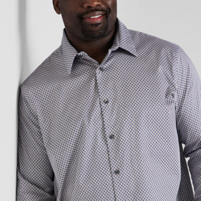 Shaquille O'Neal XLG Mens Long Sleeve Cuffed Classic Fit Big and Tall Button-Down Shirt