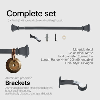 Deco Window Quattro 1 IN Adjustable Curtain Rod