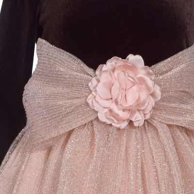 Bonnie Jean Little & Big Kid Girls Long Sleeve Velvet Fit + Flare Dress