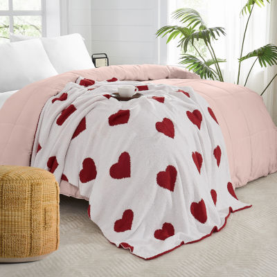 Truly Soft Cozy Hearts Reversible Throw