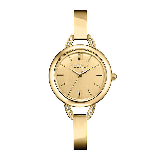 Caravelle New York® Womens Champagne Dial & Gold-Tone Bangle Watch 44L129