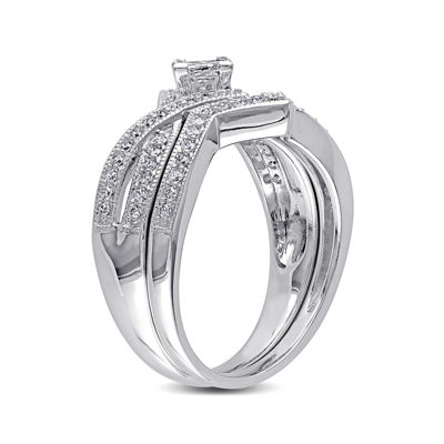 5/8 CT. T.W. Diamond 14K White Gold V-Shaped Bridal Ring Set