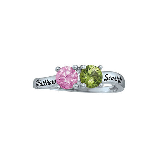Personalized Simulated Birthstones Couples Ring