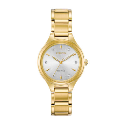 Citizen Corso Womens Diamond Accent Gold Tone Stainless Steel Bracelet Watch Fe2102-55a