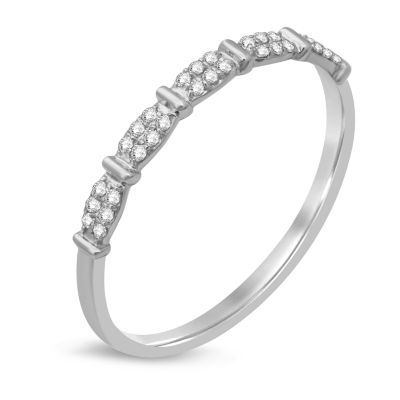 Diamond Accent Genuine White Diamond 10K White Gold Wedding Band