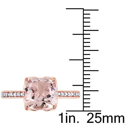 Cushion-Cut Genuine Morganite and Diamond-Accent 10K Rose Gold Ring