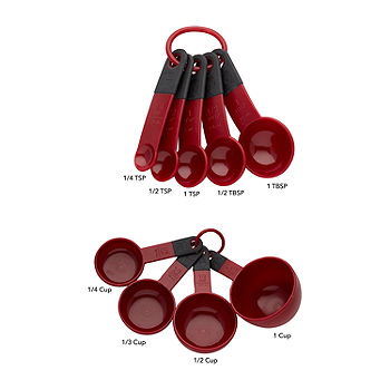 KitchenAid 12-piece Measuring Set, Cups and Spoons, Clear/Red, Dishwasher  safe