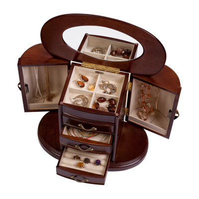 Mele and Co Heloise Walnut-Finish Jewelry Box