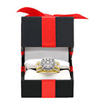 Womens 2 CT. T.W. Genuine White Diamond 10K Gold Round Side Stone Halo Engagement Ring