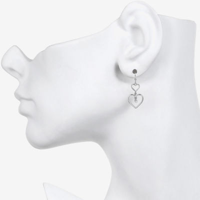 Bijoux Bar Delicates Silver Tone Glass Heart Drop Earrings