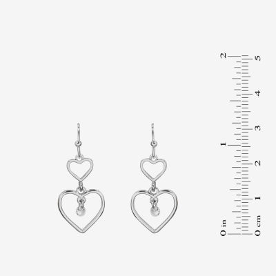 Bijoux Bar Delicates Silver Tone Glass Heart Drop Earrings