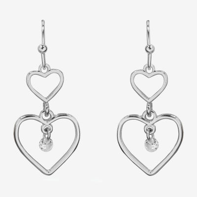 Bijoux Bar Delicates Silver Tone Glass Heart Drop Earrings