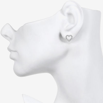 Bijoux Bar Delicates Silver Tone Glass 13mm Heart Stud Earrings