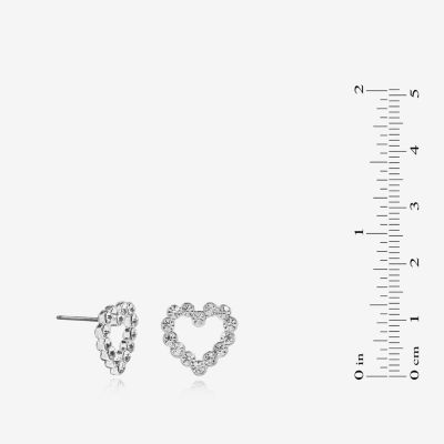 Bijoux Bar Delicates Silver Tone Glass 13mm Heart Stud Earrings